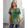 image:imageZeagoo Womens Tshirt Short Sleeve Summer Tops Crewneck Casual Basic Tee Shirts Spring Clothes Trendy OutfitZ Boho Floral Green 839