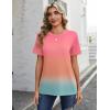 image:imageZeagoo Womens Tshirt Short Sleeve Summer Tops Crewneck Casual Basic Tee Shirts Spring Clothes Trendy OutfitZ Gradient Blue Pink 218
