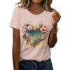 image:imageZeagoo Womens Tshirt Short Sleeve Summer Tops Crewneck Casual Basic Tee Shirts Spring Clothes Trendy OutfitZ Heart Beige 83