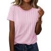 image:imageZeagoo Womens Tshirt Short Sleeve Summer Tops Crewneck Casual Basic Tee Shirts Spring Clothes Trendy OutfitZ Striped Pink 300