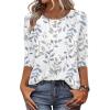 image:imageZeagoo 34 Length Sleeve Women Tops Crew Neck Blouses Dressy Casual Summer T Shirts Loose Fit Business Work ClothesSp106leaves