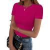 image:imageZeagoo Women Crewneck Slim Fitted Short Sleeve T Shirts Cute Stretchy Bodycon Basic Tee TopsHot Pink