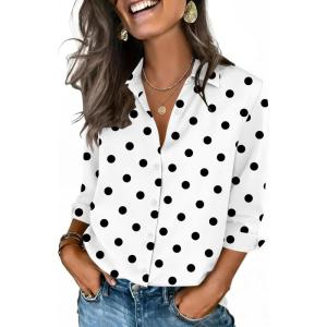 image:imageZeagoo Button Down Shirts for Women 34 Sleeve Tops V Neck Collared Blouses Business Casual Outfits S2XLJh592