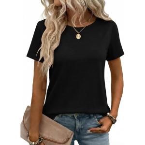 image:imageZeagoo Womens Tshirt Short Sleeve Summer Tops Crewneck Casual Basic Tee Shirts Spring Clothes Trendy OutfitBlack