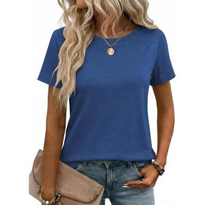 image:imageZeagoo Womens Tshirt Short Sleeve Summer Tops Crewneck Casual Basic Tee Shirts Spring Clothes Trendy OutfitBlue