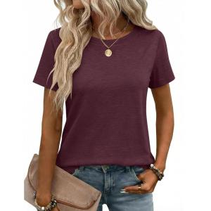 image:imageZeagoo Womens Tshirt Short Sleeve Summer Tops Crewneck Casual Basic Tee Shirts Spring Clothes Trendy OutfitDark Red
