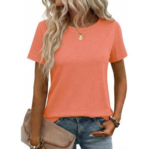 image:imageZeagoo Womens Tshirt Short Sleeve Summer Tops Crewneck Casual Basic Tee Shirts Spring Clothes Trendy OutfitOrange