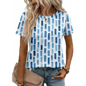 image:imageZeagoo Womens Tshirt Short Sleeve Summer Tops Crewneck Casual Basic Tee Shirts Spring Clothes Trendy OutfitZ Color Block Blue 329