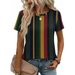 image:imageZeagoo Womens Tshirt Short Sleeve Summer Tops Crewneck Casual Basic Tee Shirts Spring Clothes Trendy OutfitZ Striped Multicolor 275