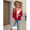 image:imageZeagoo Womens 34 Sleeve Open Front Cropped Knit Cardigan Sweater Casual Bolero Shrugs for Dresses Summer OutfitsRed