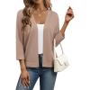 image:imageZeagoo Womens 34 Sleeve Open Front Cropped Knit Cardigan Sweater Casual Bolero Shrugs for Dresses Summer OutfitsBrown