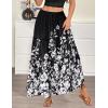 image:imageZeagoo Womens Casual Maxi Skirts for Women 2026 High Waist Boho Skirts Floral Printed Long Flowy Skirt with PocketsBlckprinted