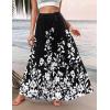 image:imageZeagoo Womens Casual Maxi Skirts for Women 2026 High Waist Boho Skirts Floral Printed Long Flowy Skirt with PocketsBlckprinted