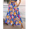 image:imageZeagoo Womens Casual Maxi Skirts for Women 2026 High Waist Boho Skirts Floral Printed Long Flowy Skirt with PocketsBlue Floral