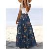 image:imageZeagoo Womens Casual Maxi Skirts for Women 2026 High Waist Boho Skirts Floral Printed Long Flowy Skirt with PocketsBlue Floral Printed