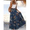 image:imageZeagoo Womens Casual Maxi Skirts for Women 2026 High Waist Boho Skirts Floral Printed Long Flowy Skirt with PocketsBlue Floral Printed