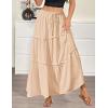 image:imageZeagoo Womens Casual Maxi Skirts for Women 2026 High Waist Boho Skirts Floral Printed Long Flowy Skirt with PocketsCracker Khaki