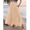 image:imageZeagoo Womens Casual Maxi Skirts for Women 2026 High Waist Boho Skirts Floral Printed Long Flowy Skirt with PocketsCracker Khaki