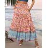 image:imageZeagoo Womens Casual Maxi Skirts for Women 2026 High Waist Boho Skirts Floral Printed Long Flowy Skirt with PocketsFloralprinted05