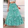 image:imageZeagoo Womens Casual Maxi Skirts for Women 2026 High Waist Boho Skirts Floral Printed Long Flowy Skirt with PocketsGreenfloralprinted