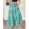 image:imageZeagoo Womens Casual Maxi Skirts for Women 2026 High Waist Boho Skirts Floral Printed Long Flowy Skirt with PocketsGreenfloralprinted