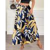 image:imageZeagoo Womens Casual Maxi Skirts for Women 2026 High Waist Boho Skirts Floral Printed Long Flowy Skirt with PocketsLeafprinted