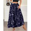 image:imageZeagoo Womens Casual Maxi Skirts for Women 2026 High Waist Boho Skirts Floral Printed Long Flowy Skirt with PocketsNavy Blue Floral