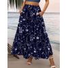 image:imageZeagoo Womens Casual Maxi Skirts for Women 2026 High Waist Boho Skirts Floral Printed Long Flowy Skirt with PocketsNavy Blue Floral