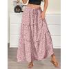 image:imageZeagoo Womens Casual Maxi Skirts for Women 2026 High Waist Boho Skirts Floral Printed Long Flowy Skirt with PocketsPinkprinted