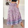 image:imageZeagoo Womens Casual Maxi Skirts for Women 2026 High Waist Boho Skirts Floral Printed Long Flowy Skirt with PocketsPurplefloral