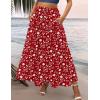 image:imageZeagoo Womens Casual Maxi Skirts for Women 2026 High Waist Boho Skirts Floral Printed Long Flowy Skirt with PocketsRed Floralprinted