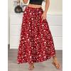 image:imageZeagoo Womens Casual Maxi Skirts for Women 2026 High Waist Boho Skirts Floral Printed Long Flowy Skirt with PocketsRed Floralprinted