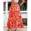 image:imageZeagoo Womens Casual Maxi Skirts for Women 2026 High Waist Boho Skirts Floral Printed Long Flowy Skirt with PocketsRedprinted
