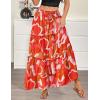 image:imageZeagoo Womens Casual Maxi Skirts for Women 2026 High Waist Boho Skirts Floral Printed Long Flowy Skirt with PocketsRedprinted