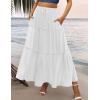 image:imageZeagoo Womens Casual Maxi Skirts for Women 2026 High Waist Boho Skirts Floral Printed Long Flowy Skirt with PocketsWhite