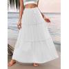image:imageZeagoo Womens Casual Maxi Skirts for Women 2026 High Waist Boho Skirts Floral Printed Long Flowy Skirt with PocketsWhite