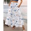 image:imageZeagoo Womens Casual Maxi Skirts for Women 2026 High Waist Boho Skirts Floral Printed Long Flowy Skirt with PocketsWhite Floralprinted