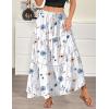 image:imageZeagoo Womens Casual Maxi Skirts for Women 2026 High Waist Boho Skirts Floral Printed Long Flowy Skirt with PocketsWhite Floralprinted