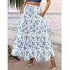 image:imageZeagoo Womens Casual Maxi Skirts for Women 2026 High Waist Boho Skirts Floral Printed Long Flowy Skirt with PocketsWhitefloral Printed