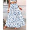image:imageZeagoo Womens Casual Maxi Skirts for Women 2026 High Waist Boho Skirts Floral Printed Long Flowy Skirt with PocketsWhitefloral Printed