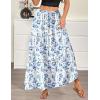 image:imageZeagoo Womens Casual Maxi Skirts for Women 2026 High Waist Boho Skirts Floral Printed Long Flowy Skirt with PocketsWhitefloral Printed