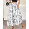 image:imageZeagoo Womens Casual Maxi Skirts for Women 2026 High Waist Boho Skirts Floral Printed Long Flowy Skirt with PocketsWhiteprinted01
