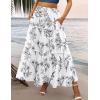 image:imageZeagoo Womens Casual Maxi Skirts for Women 2026 High Waist Boho Skirts Floral Printed Long Flowy Skirt with PocketsWhiteprinted01