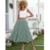 image:imageZeagoo Womens Midi Skirts High Waisted Pleated ALine Swing Skirts Summer Floral Long Skirts with Pockets01green Floral
