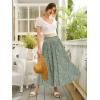 image:imageZeagoo Womens Midi Skirts High Waisted Pleated ALine Swing Skirts Summer Floral Long Skirts with Pockets01green Floral