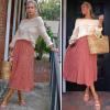 image:imageZeagoo Womens Midi Skirts High Waisted Pleated ALine Swing Skirts Summer Floral Long Skirts with Pockets02coffee
