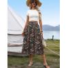 image:imageZeagoo Womens Midi Skirts High Waisted Pleated ALine Swing Skirts Summer Floral Long Skirts with Pockets04black Floral