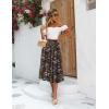 image:imageZeagoo Womens Midi Skirts High Waisted Pleated ALine Swing Skirts Summer Floral Long Skirts with Pockets04black Floral