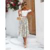 image:imageZeagoo Womens Midi Skirts High Waisted Pleated ALine Swing Skirts Summer Floral Long Skirts with PocketsBeige Floral