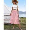 image:imageZeagoo Womens Midi Skirts High Waisted Pleated ALine Swing Skirts Summer Floral Long Skirts with PocketsPink 2